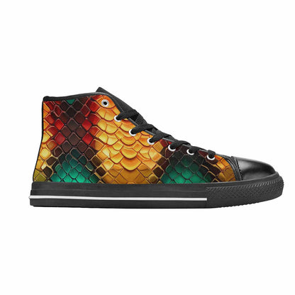 WOMEN'S Dark Snake Print High Top Canvas Y2K Custom Sneakers