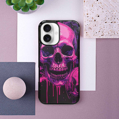 iPhone 16 Case — Pink Purple Skeletons Neon Drip Melting, Customized Protective Case