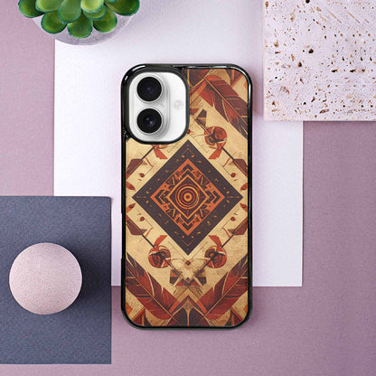 iPhone 16 Case — Native American Geometric Pattern Arrows Feathers, Custom Print Case Cover