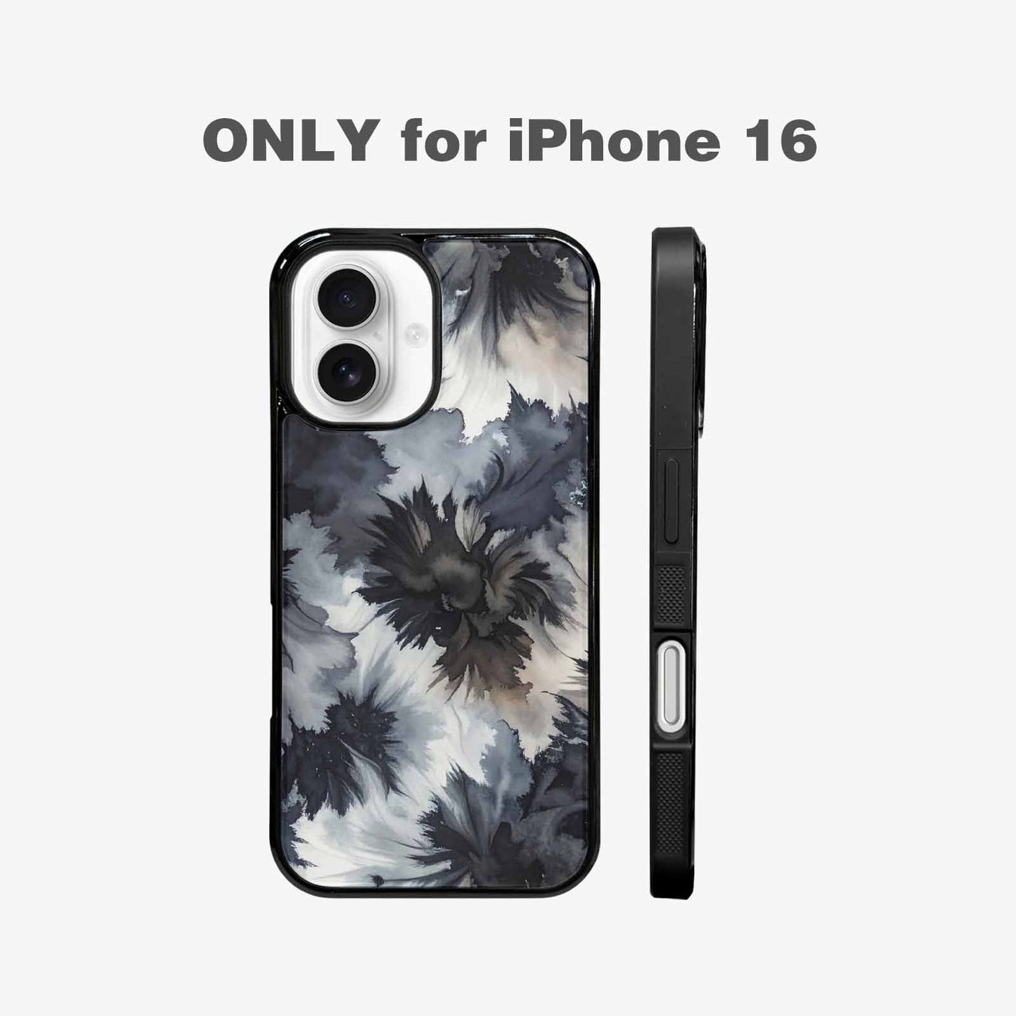 iPhone 16 Case — Tie Dye Black And Gray Blended, Custom Printed Phone Case