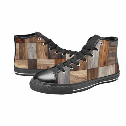MEN'S Wood Grain Texture High Top Canvas Aesthetic Custom Sneakers