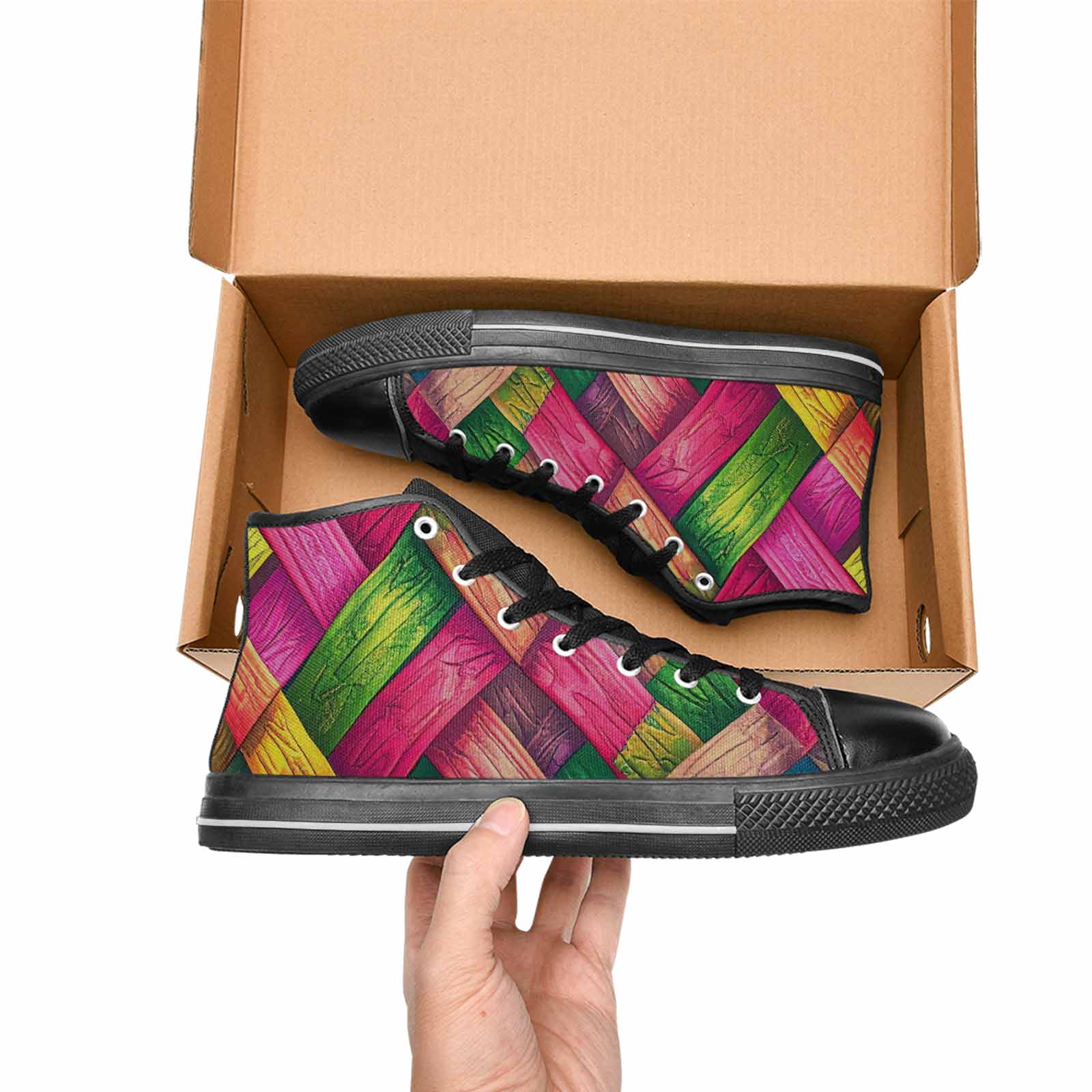 MEN'S Polysexual Flag Color High Top Canvas Wallpaper Art Custom Sneakers