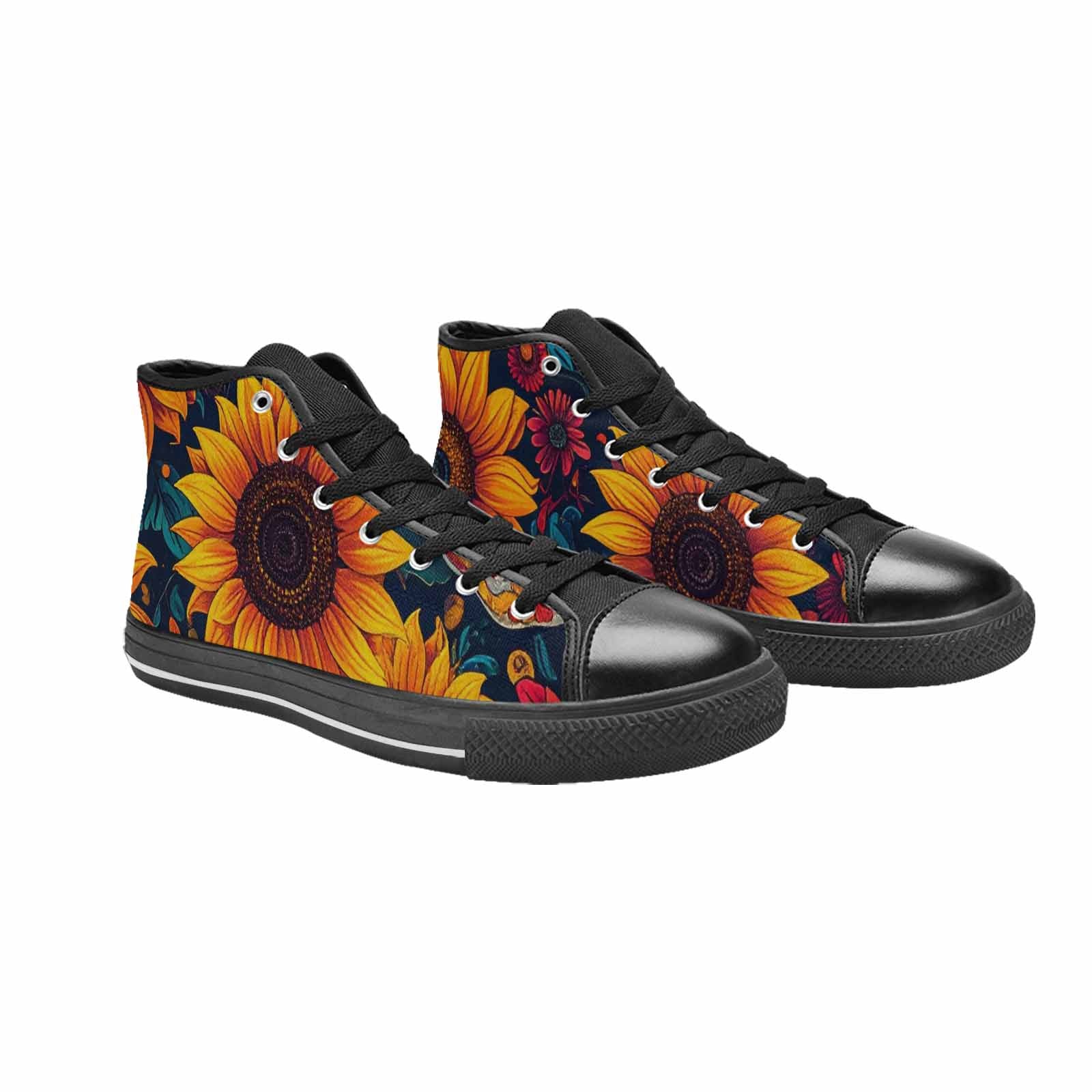 WOMEN'S Sunflower Skulls Print High Top Canvas Dreamcore Custom Sneakers