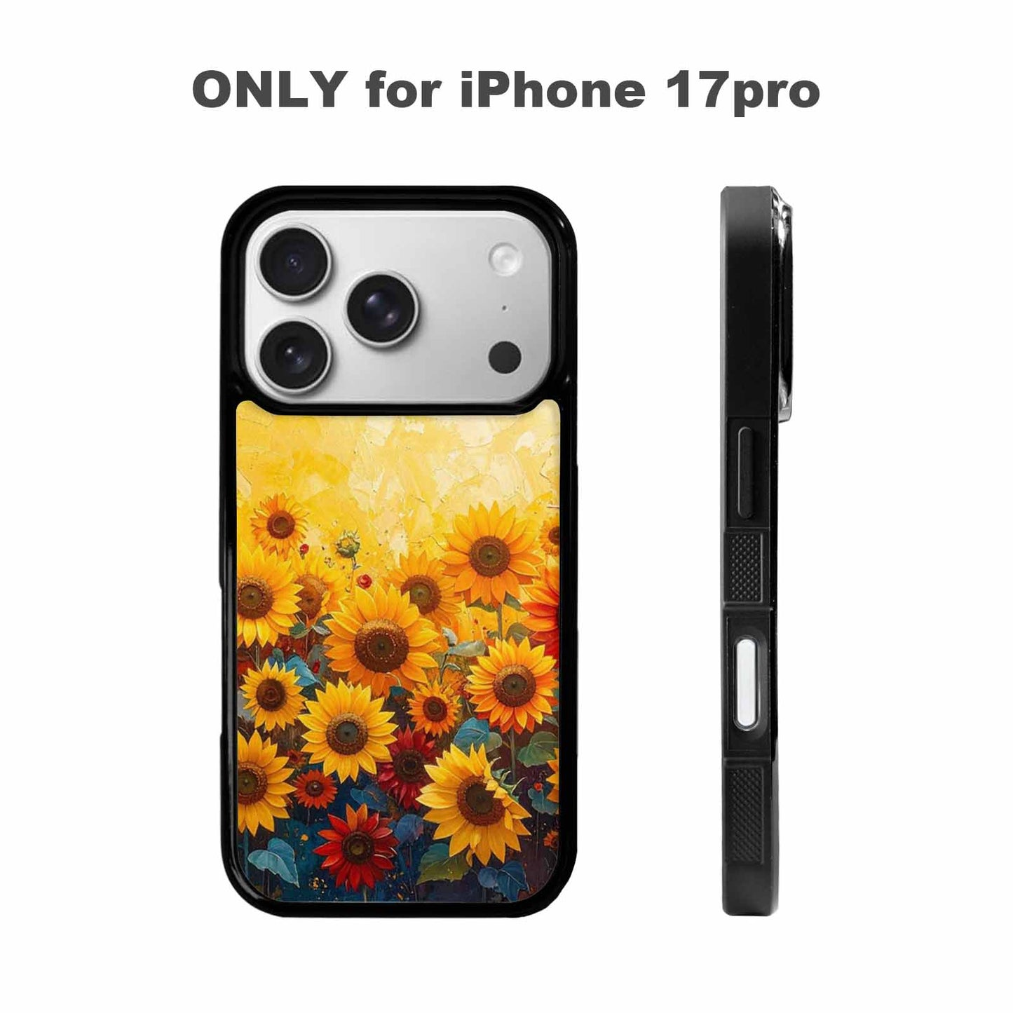 iPhone 17 Pro Case — Full Color Vibrant Sunflower Burst Floral, Personalized Phone Case