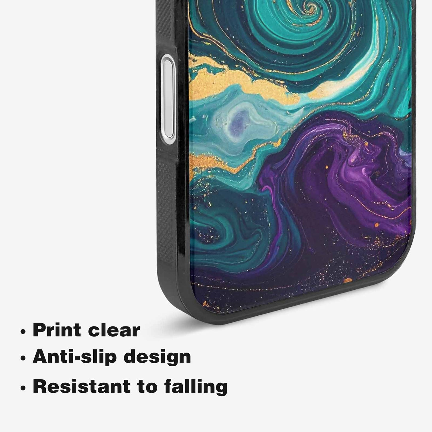 iPhone 16 Plus Case — Marbled Swirl Texture Blended With Galaxy, Personalized Phone Case