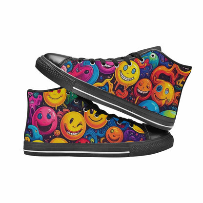 MEN'S Yellow Smiley Face High Top Canvas Y2K Custom Sneakers