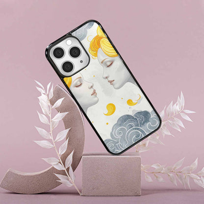 iPhone 15 Pro Max Case — Gemini Twins Zodiac Pattern Seamless Repeat, Original Design Phone Case