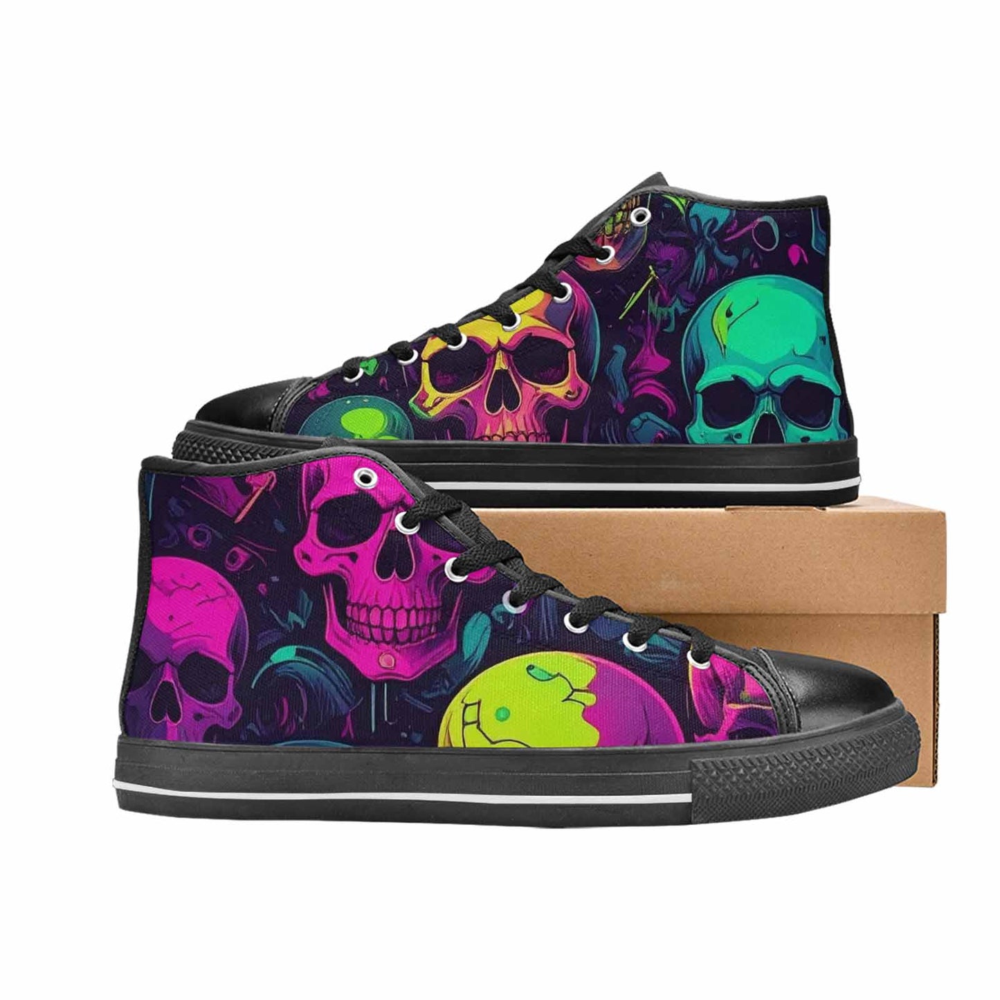 MEN'S Skulls - Neon High Top Canvas Y2K Sneakers