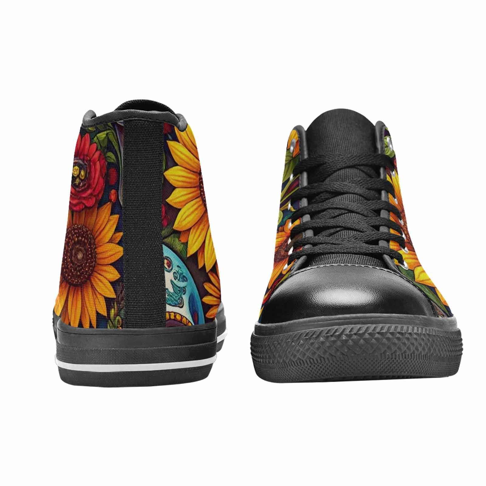 MEN'S Sunflower Skulls Print High Top Canvas Dark Academia Shoes