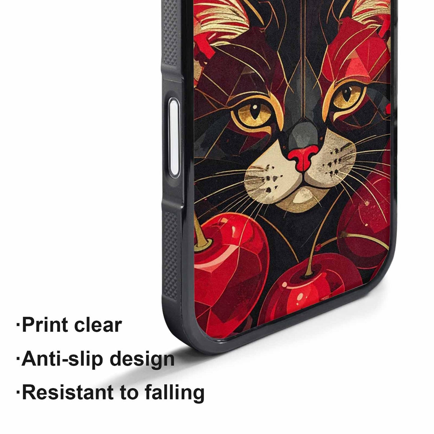 iPhone 17 Air Case — Retro Cherry Cat Face Retro Vintage, Custom Printed Phone Case