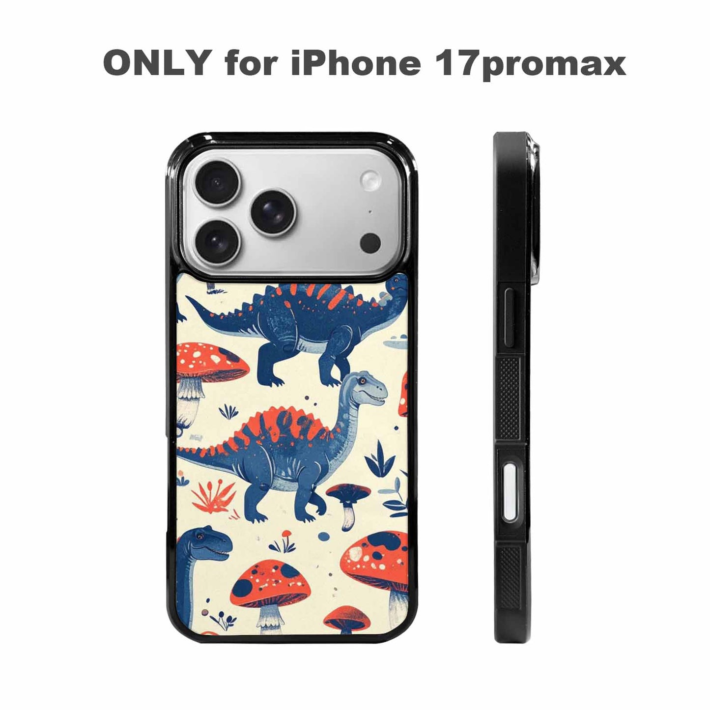 iPhone 17 Pro Max Case — Vintage Dinosaurs Mushroom Retro Vintage, Custom Designed Case Cover