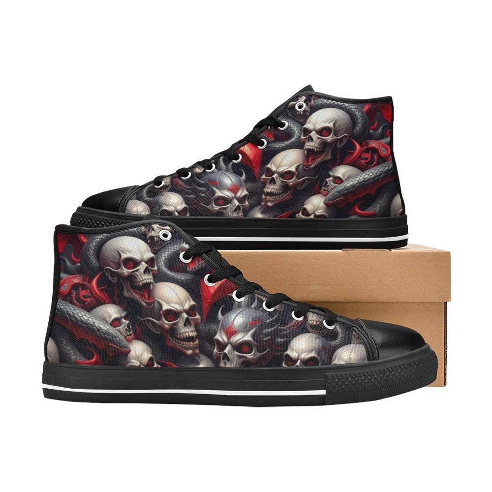 WOMEN'S Snake Dagger Skull Dark High Top Canvas Cottagecore Custom Sneakers