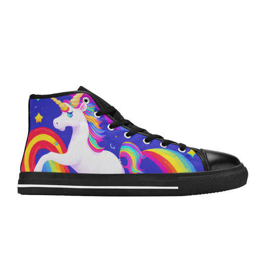 WOMEN'S Unicorn Rainbow Art High Top Canvas Grunge Custom Shoes