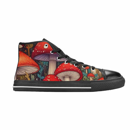 MEN'S Mushroom High Top Canvas Neon Fantasy Custom Sneakers