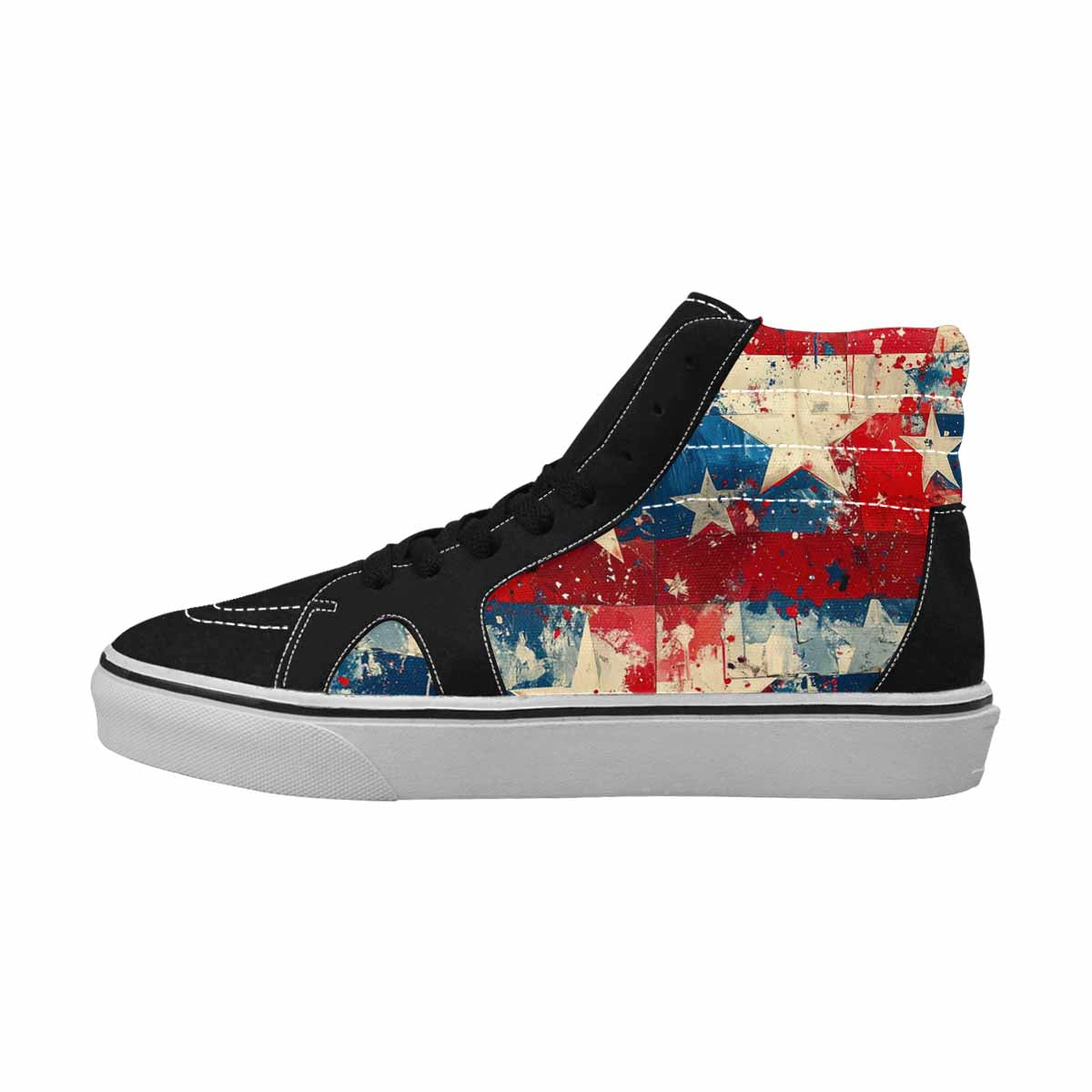 MEN'S Patriotic Stars Stripes High Top Canvas Wallpaper Art Sneakers