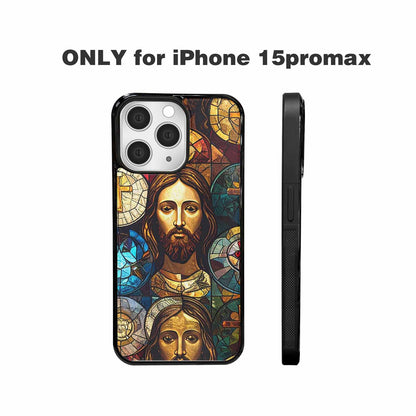 iPhone 15 Pro Max Case — Jesus Face Small Cross And Faith, Customized Protective Case
