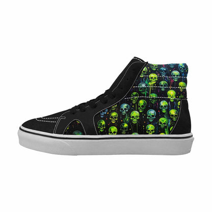 MEN'S Skeletons × Neon Green High Top Canvas Vivid Custom Sneakers