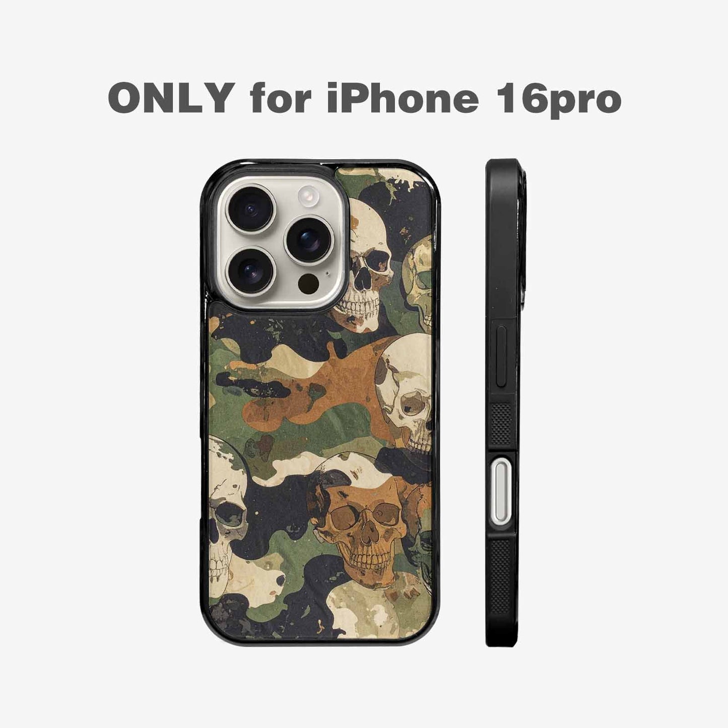 iPhone 16 Pro Case — Military Camo Texture Combined With Distressed, Personalized Phone Case