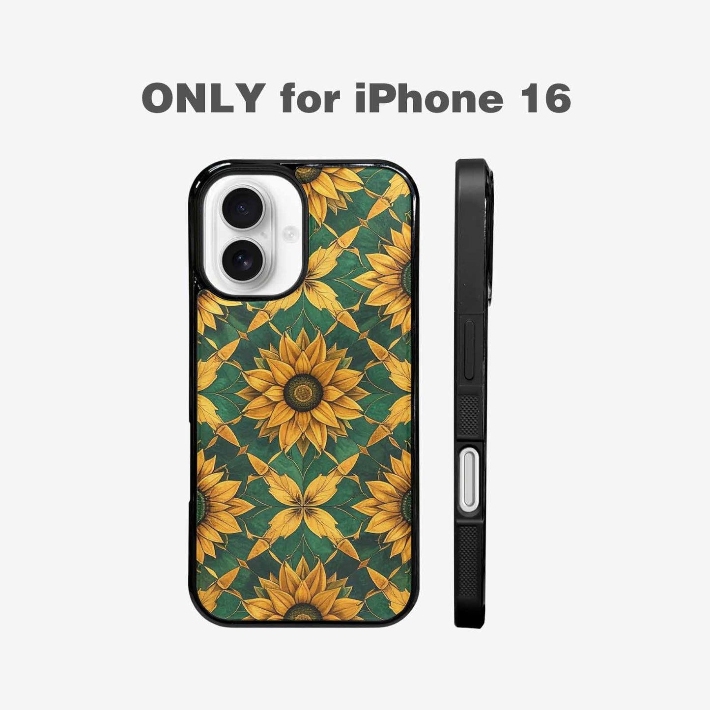 iPhone 16 Case — Sunflower Mandala Kaleidoscope, Customized Protective Case