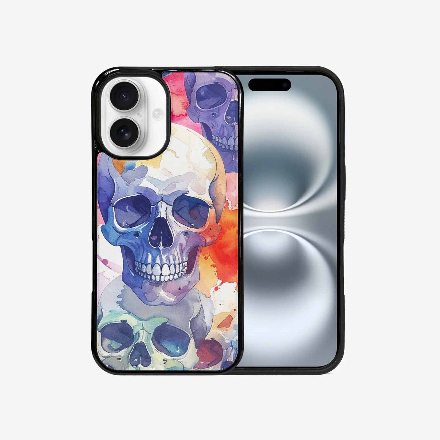 iPhone 16 Case — Kulls Watercolor Skulls Small Skull Pattern, Custom Print Case Cover
