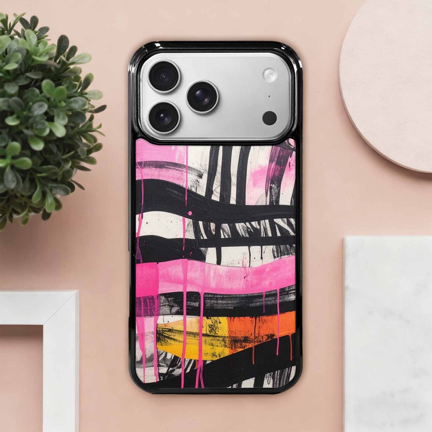 iPhone 17 Pro Max Case — Black &amp; Pink Ink Animal Print, Custom Designed Case Cover