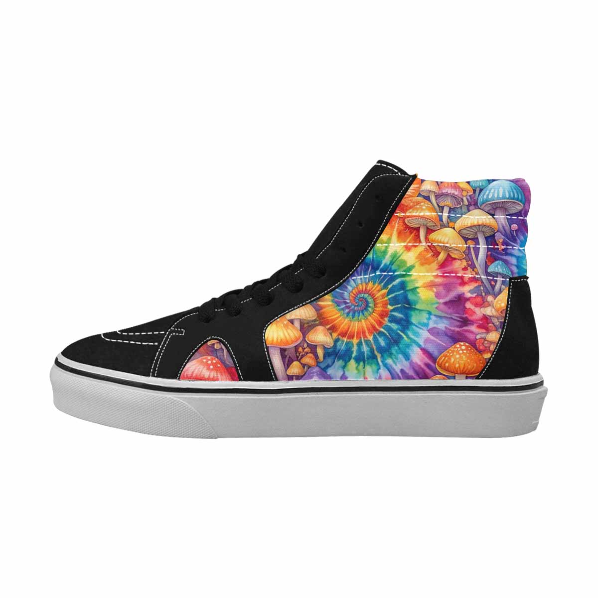 MEN'S Mushrooms  Tie Dye High Top Canvas Surreal Custom Shoes