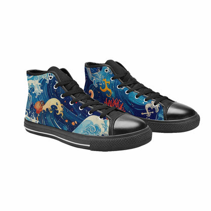 MEN'S Ocean Wave High Top Canvas Cottagecore Shoes