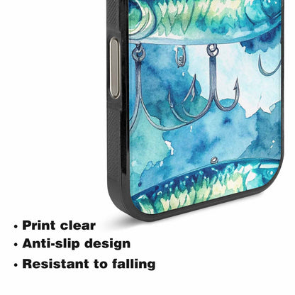 iPhone 16 Pro Max Case — Fishing Lure And Hook Pattern Seamless, Original Design Phone Case