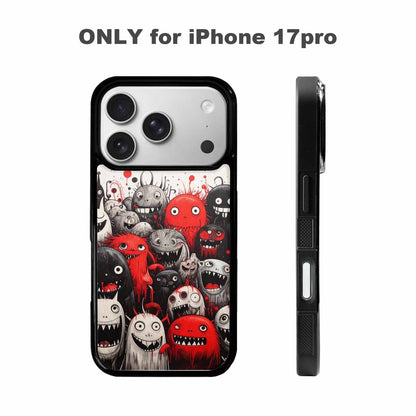 iPhone 17 Pro Case — Black Red Ink Monsters General Cartoon, Personalized Phone Case