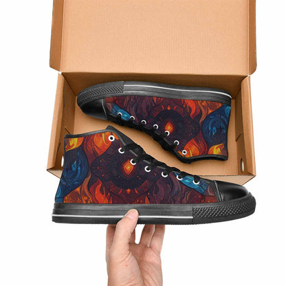 WOMEN'S Fire Flame High Top Canvas Grunge Shoes