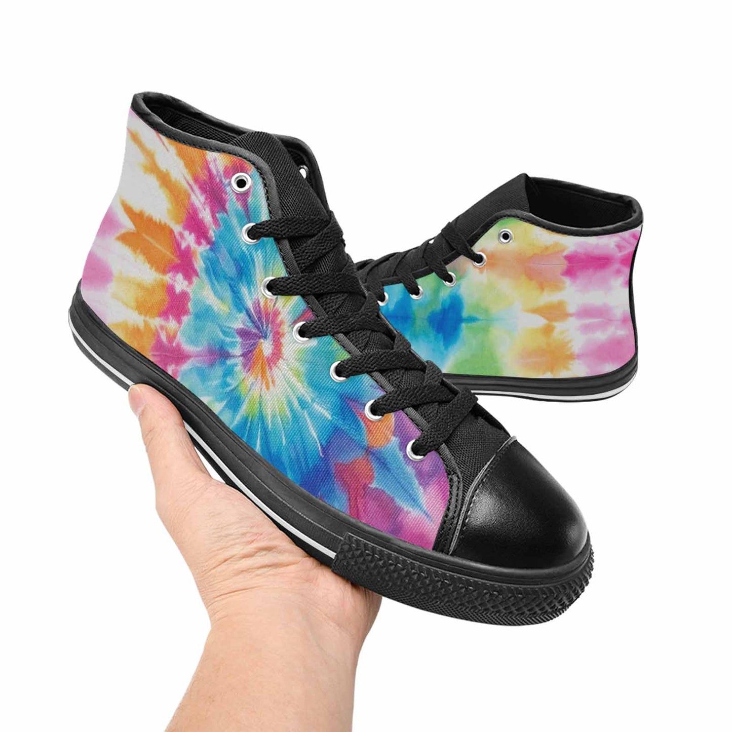MEN'S Tie Dye Rainbow Twist High Top Canvas Neon Fantasy Shoes