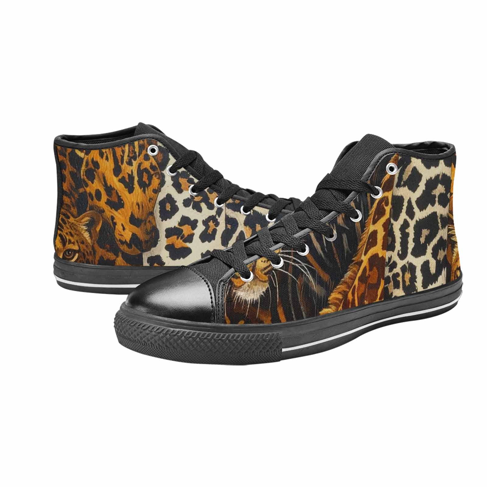 MEN'S Animal Print High Top Canvas Vibrant Chaos Custom Sneakers