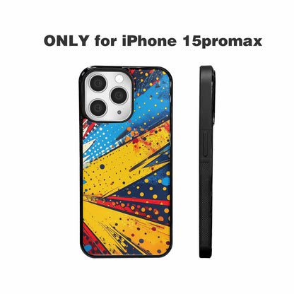 iPhone 15 Pro Max Case — Comic Halftone Comic Bursts Pattern Hundreds, Custom Phone Case