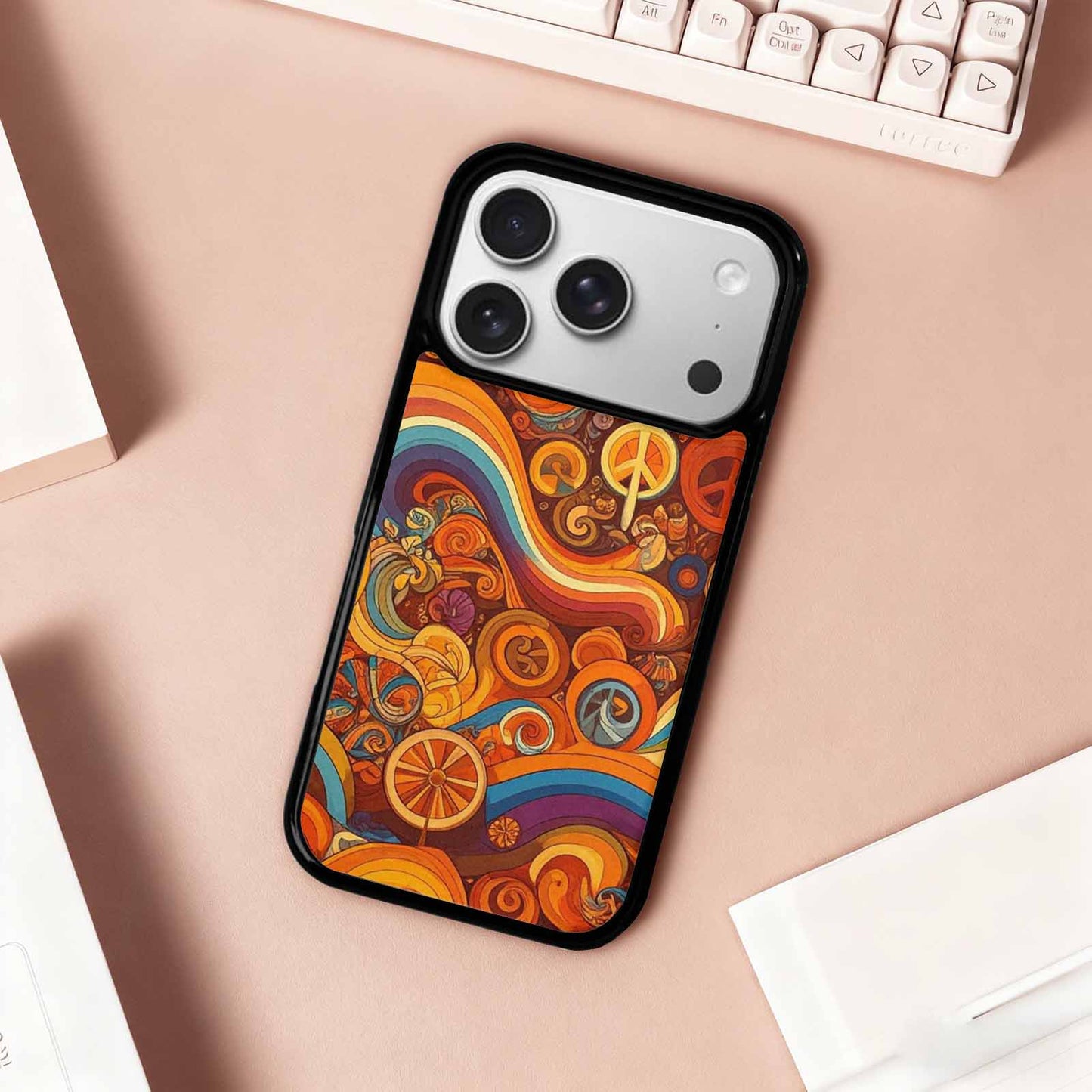 iPhone 17 Pro Case — Small Groovy Peace Sign Swirl Original, Personalized Phone Case