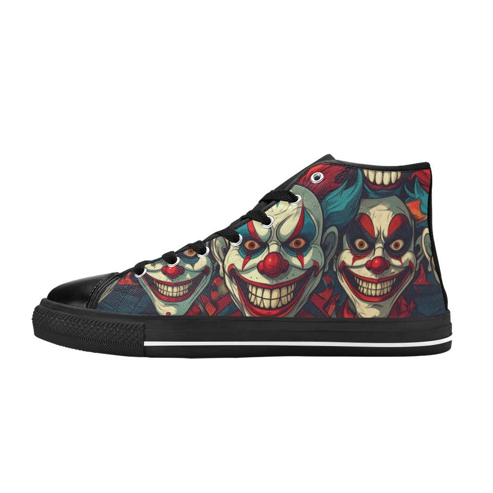 WOMEN'S Evil Circus Heads Faces High Top Canvas Grunge Shoes