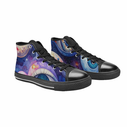 WOMEN'S Cartoon Eyeballs Galaxy High Top Canvas Vivid Custom Sneakers