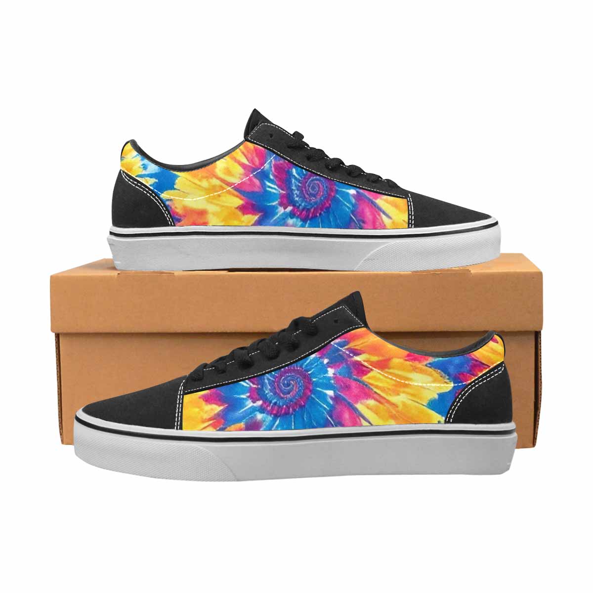 MEN'S Tie Dye Swirl Canvas Lace-Up Vivid Custom Shoes