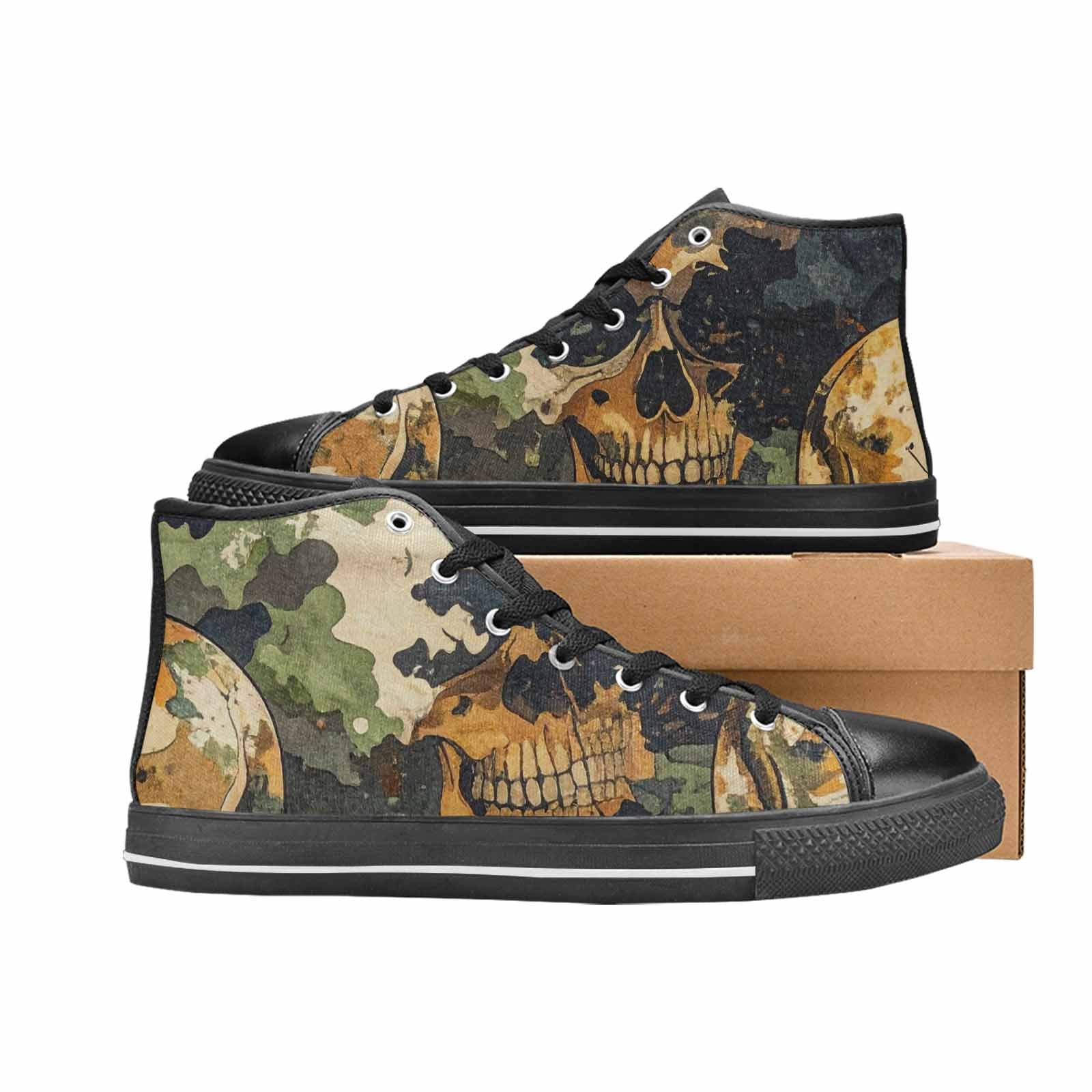 WOMEN'S Military Camo Skull High Top Canvas Wallpaper Art Shoes