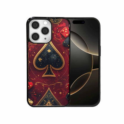 iPhone 15 Pro Max Case — Playing Card Suits Pattern Poker Chips, Custom Phone Case