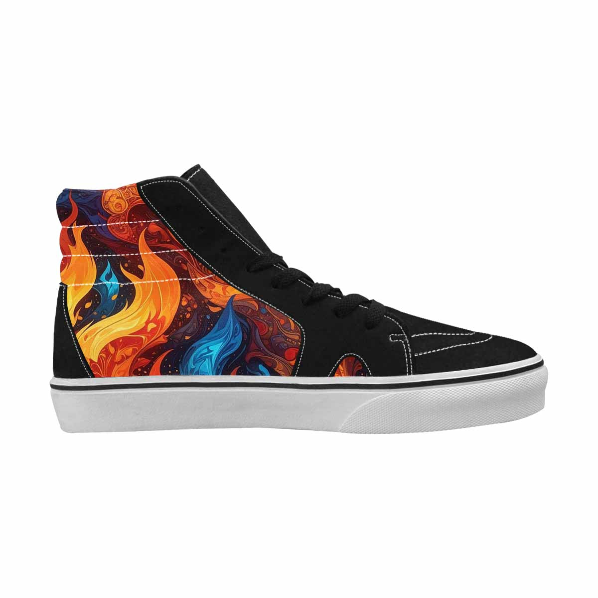WOMEN'S Fire Flame High Top Canvas Vibrant Chaos Custom Sneakers