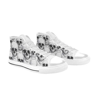 MEN'S Clean Skull Line Art High Top Canvas Wallpaper Art Custom Shoes