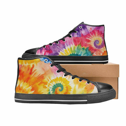 MEN'S Tie Dye Swirl High Top Canvas Neon Fantasy Custom Shoes