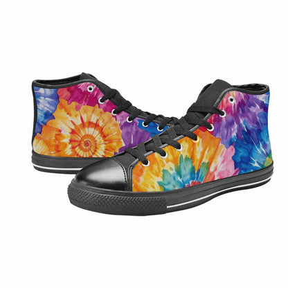 MEN'S Tie Dye Swirl High Top Canvas Vibrant Chaos Custom Shoes