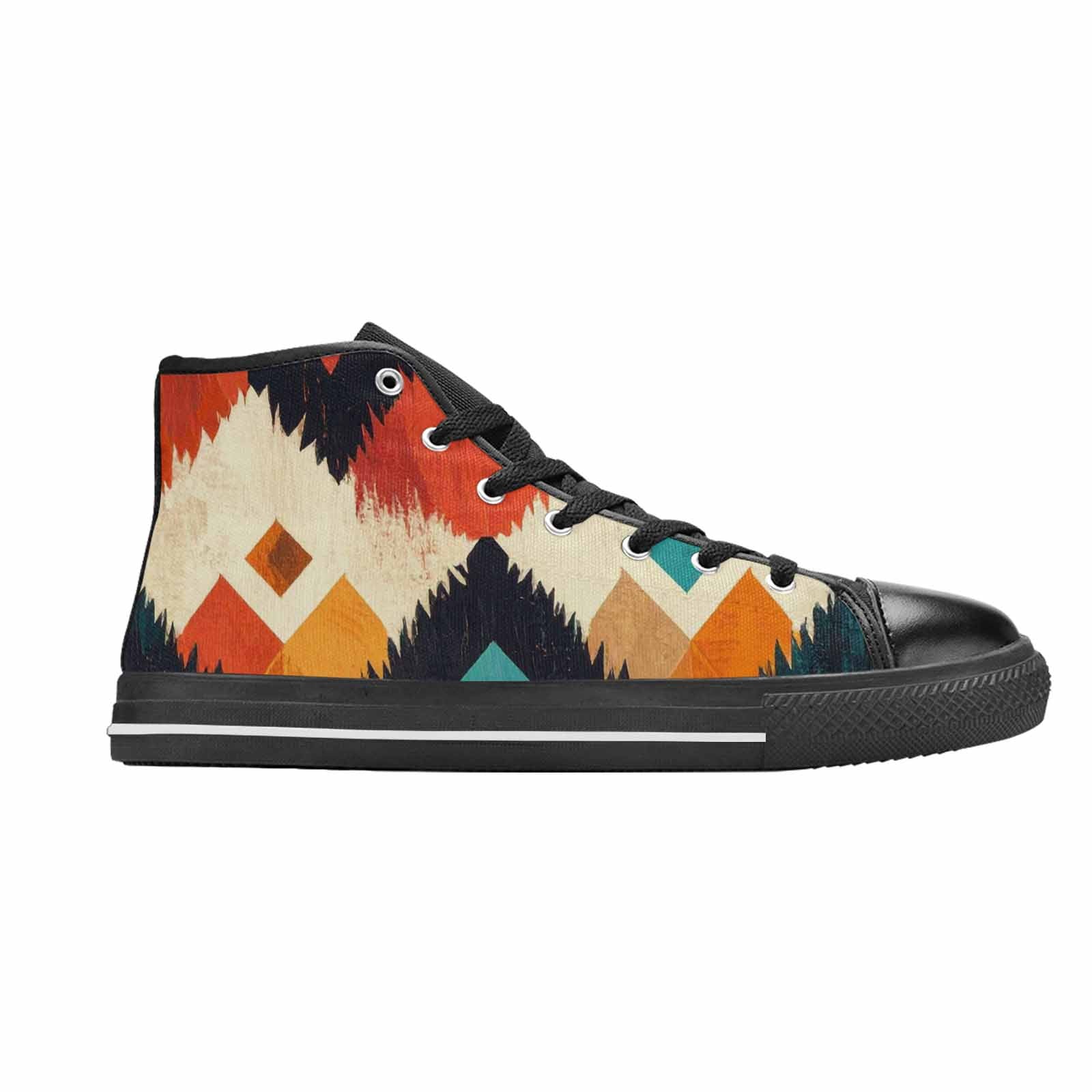 WOMEN'S Southwestern Geometric Diamond High Top Canvas Dark Academia Custom Shoes
