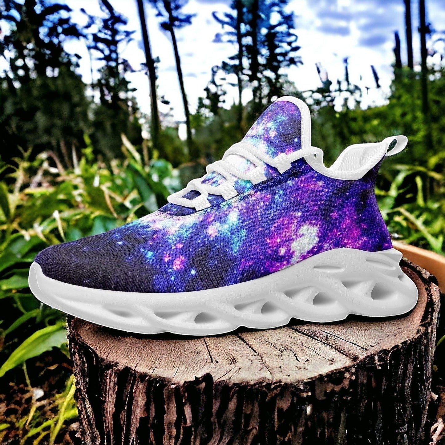 Galaxy Art custom high-top canvas shoes — wearable art by Freaky Shoes