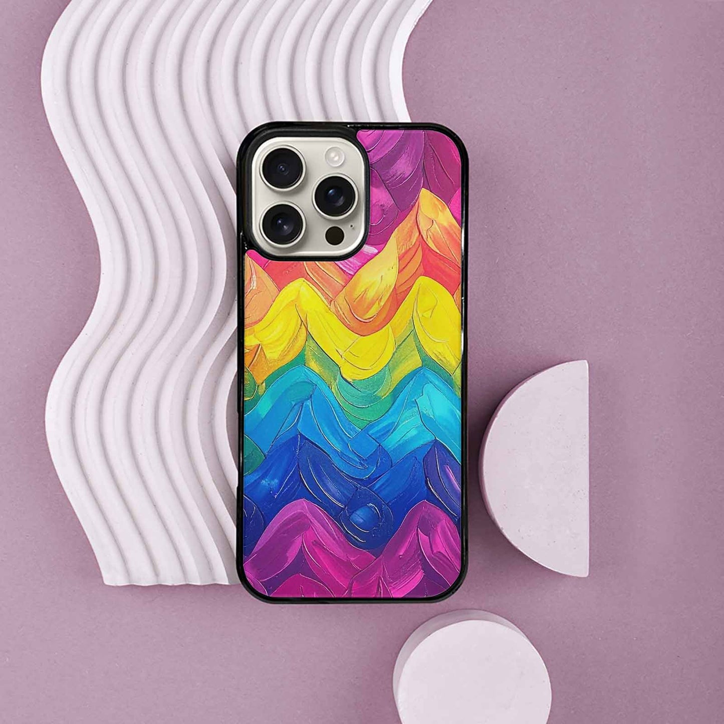 iPhone 16 Pro Max Case — Pansexual Flag Color Theme Small Rainbow, Original Design Phone Case