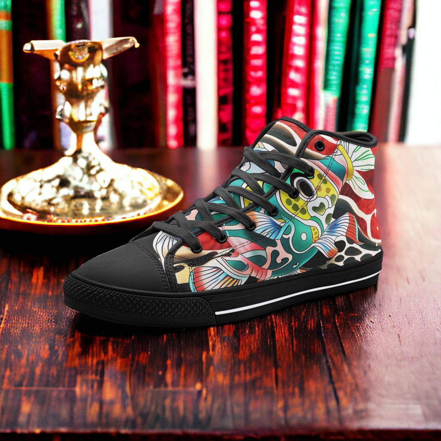 Butterfly Rainbow White Gold Vivid Bold Art - Freaky Shoes | Custom Art Sneakers