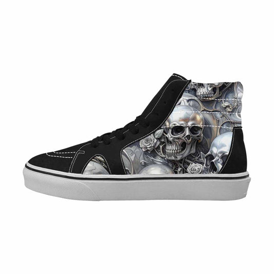WOMEN'S Skulls Roses Chrome Airbrush High Top Canvas Aesthetic Sneakers