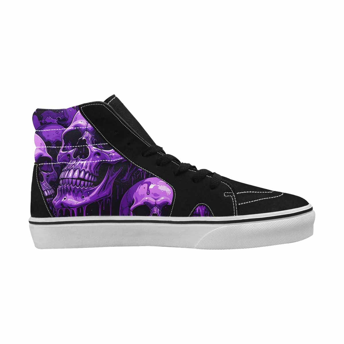 MEN'S Monochrome Purple Skeletons × High Top Canvas Melting Art Custom Sneakers