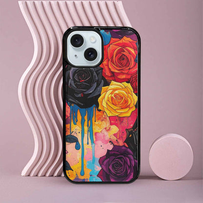 iPhone 15 Case — Gothic Rose Gothic Roses Pattern Hundreds, Custom Print Case Cover